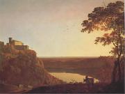 View of the Lake of Nemi at Sunset (mk05) Joseph Wright